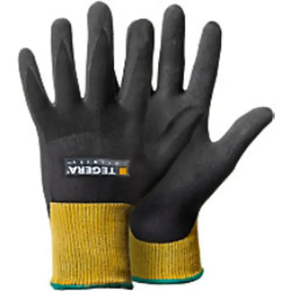 Image of TEGERA Infinity Non-Disposable Handling Gloves Nitrile Foam Size 10 Black, Yellow 6 Pairs