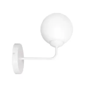 Image of Selbi White Globe Wall Lamp with White Glass Shades, 1x E14