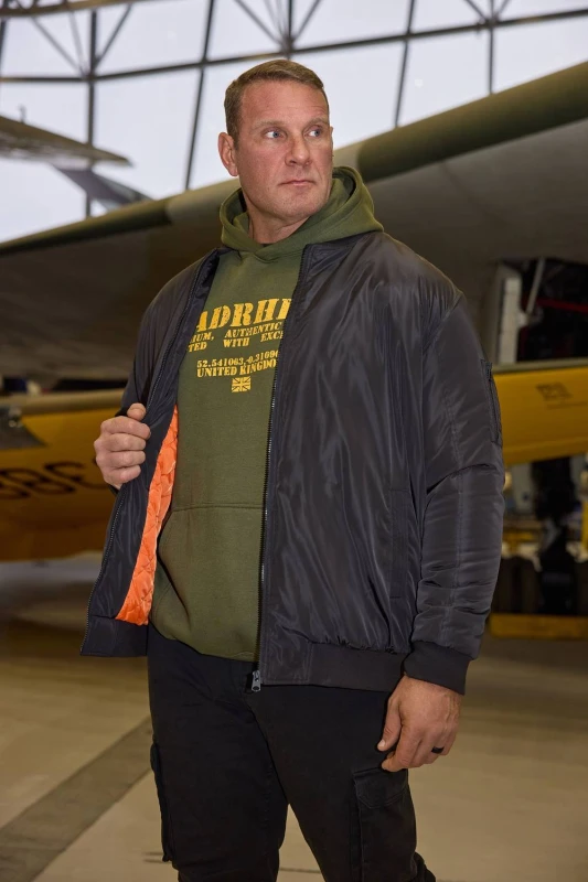 Image of BadRhino Mens Zip Through Bomber Jacket in Black Size: 1XL Black Male 1XL