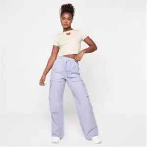 Image of Missguided Straight Leg Windbreaker Cargo Trousers - Purple