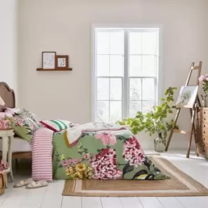 Image of Joules Hydrangea Floral Cotton Cover Set - Green