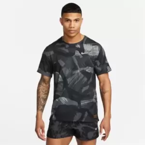 Image of Nike Dri-FIT UV Miler Mens Short-Sleeve Camo Running Top - Black