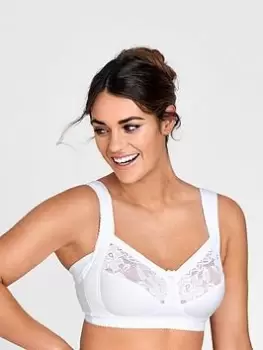 Image of Miss Mary of Sweden Lovely Lace Non Wired Cotton Bra with Padded Side Support - White, Size 36C, Women
