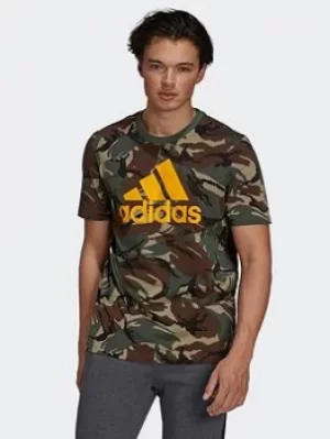 Image of adidas Essentials Camouflage T-Shirt, Green/Yellow Size M Men