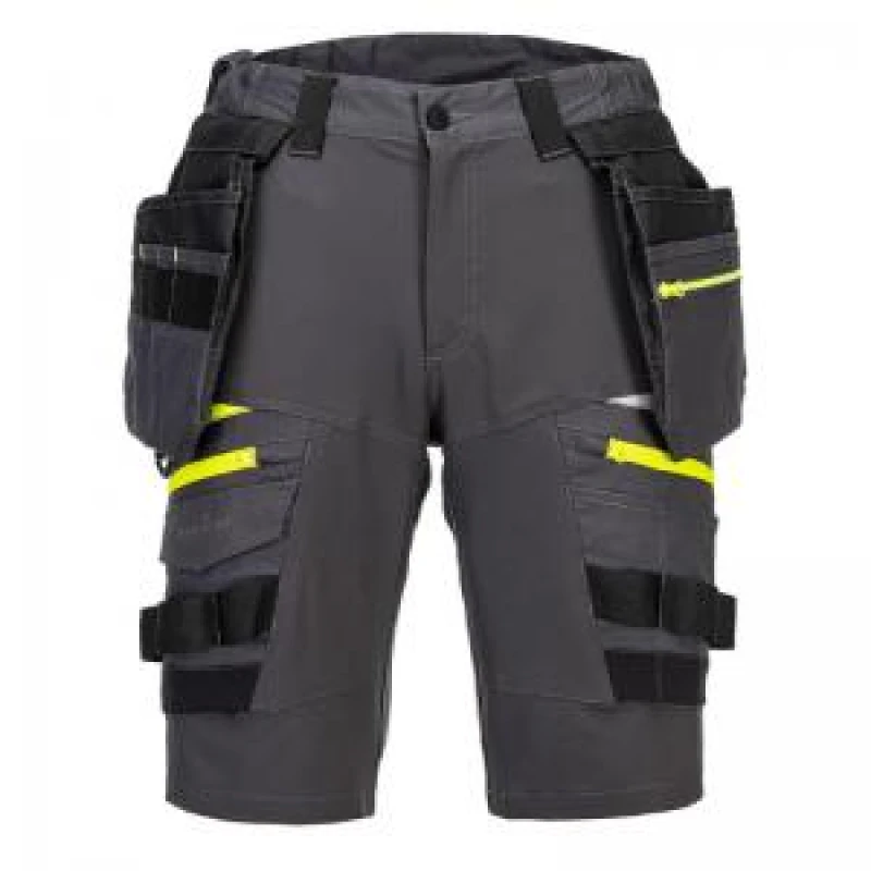 Image of Portwest DX4 Mens Detachable Holster Pocket Shorts DX444MGR28 Colour: Metal Grey