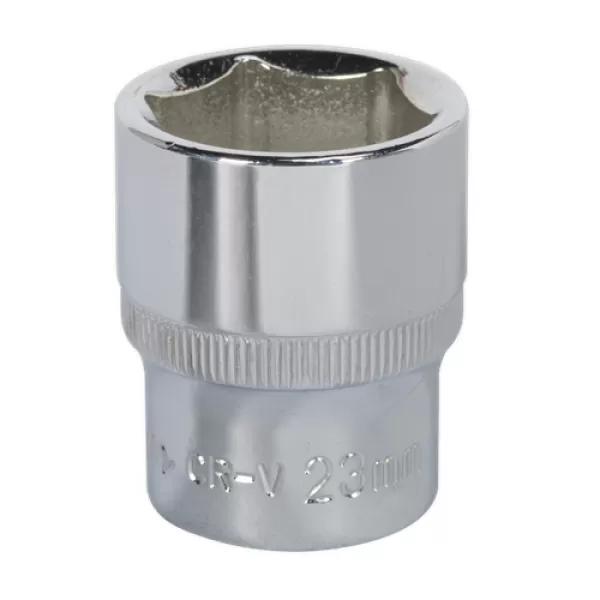 Image of Genuine SEALEY SP1223 WallDrive® Socket 23mm 1/2Sq Drive Fully Polished