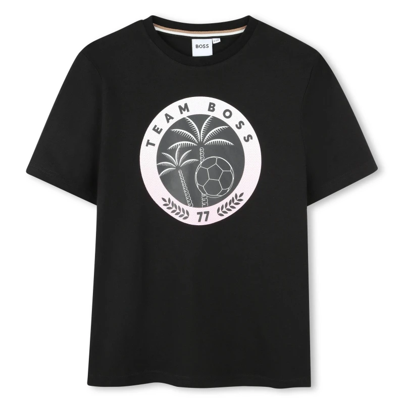Image of Boss Kids Palm Logo T-Shirt Black 09B male 6Y