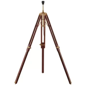 Image of Adjustable Tripod Floor Lamp Mango Wood Standing Height Living Room Light Base