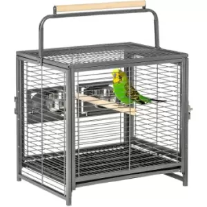 Image of Parrot Cage, Travel Carry Pet Bird Cage Cockatiel w/ Metal Handle - Black - Pawhut