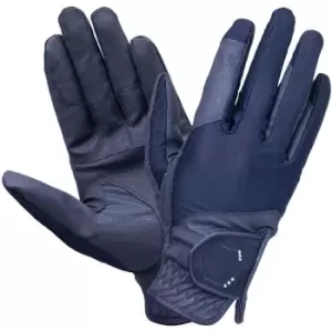 Image of Unisex Adult Blakelaw Diamante Riding Gloves (xl) (Navy/Silver) - Navy/Silver - Coldstream