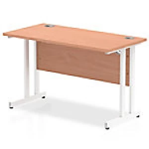 Image of Impulse 1200/600 Rectangle White Cantilever Leg Desk Beech
