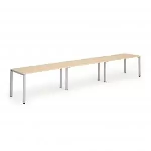Image of Single Silver Frame Bench Desk 1200 Maple 3 Pod