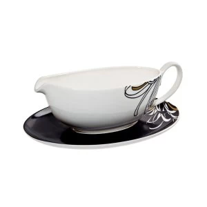Image of Denby Monsoon Chrysanthemum Sauce Boat and Stand