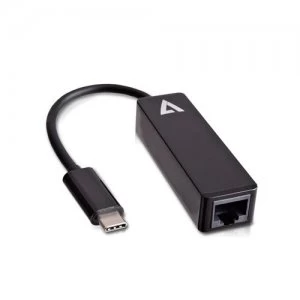 Image of V7 Black USB Video Adapter USB-C Male to RJ45 Male