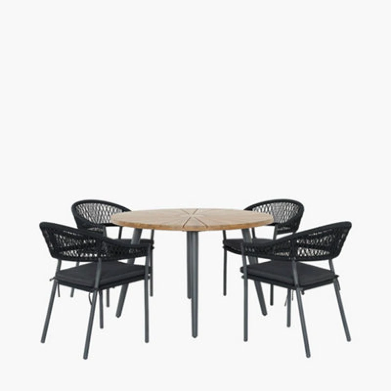 Image of Pacific Bazel Outdoor 4 Seater Dining Set, Black 18-F-697