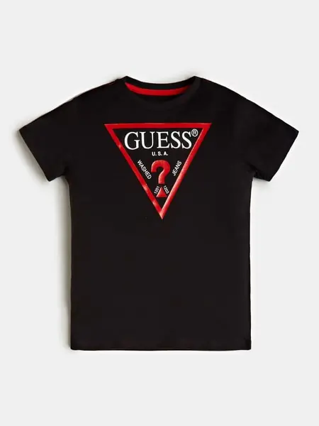 Image of Guess Kids Triangle Logo T-Shirt 14391070 Black