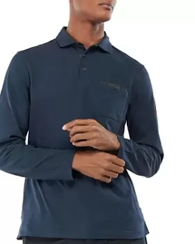 Image of Barbour Corpatch Cotton Tartan Trimmed Regular Fit Long Sleeve Polo Shirt