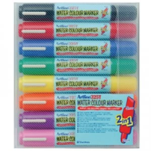 Image of Artline 2-in-1 Flipchart Assorted Marker Pack of 8 EK-325T-W8