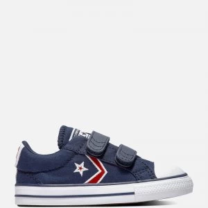 Image of Converse Toddlers Star Player Embroidered Ox Velcro Trainers - Obsidian/University Red - UK 9 Kids