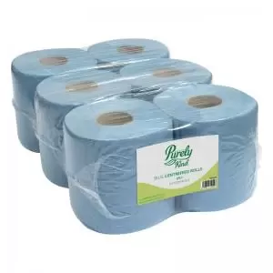 Image of Purely Kind Centrefeed Rolls 2ply 100m FSC Blue Pack 6 PK1211 87739TC