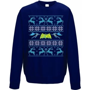 Image of Batman - Reindeer Mens Medium Crewneck Sweatshirt - Blue