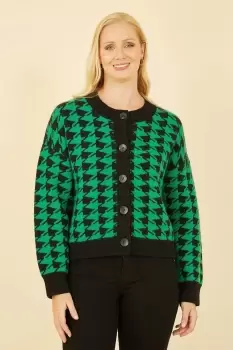 Image of Green Houndstooth Cardigan