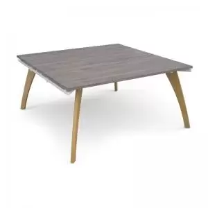 Image of Fuze square boardroom table 1600mm x 1600mm - white frame and grey oak