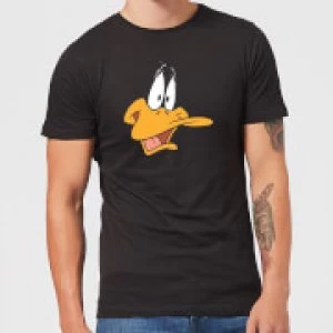 Image of Looney Tunes Daffy Duck Face Mens T-Shirt - Black