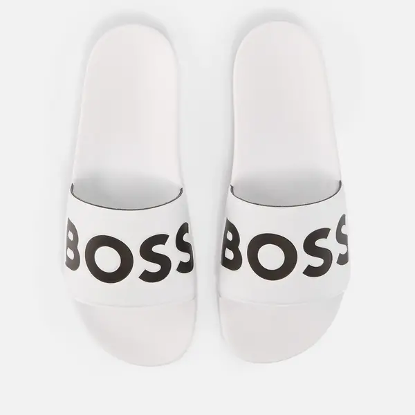 Image of BOSS Mens Aryeh Rubber Sliders - UK 7 White Sandals male 50505283-101 7