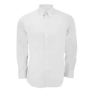 Image of Kustom Kit Mens Long Sleeve Tailored Fit Premium Oxford Shirt (17inch) (White)
