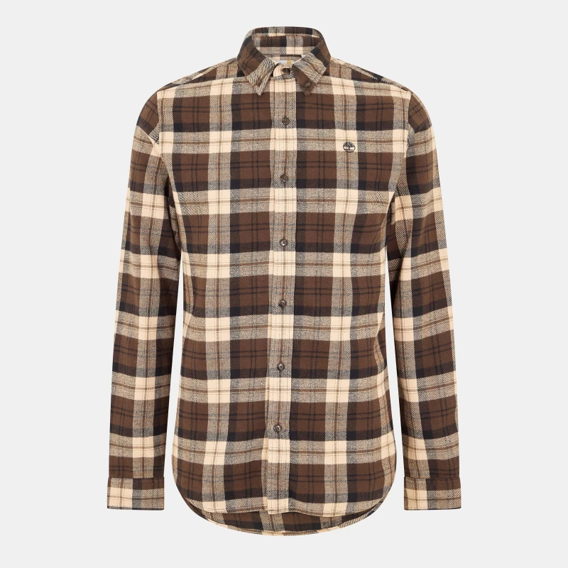 Image of Timberland Mens Long-Sleeve Check Patterned Shirt Choco Brown male M