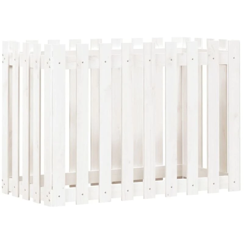 Image of vidaXL Garden Raised Bed w/ Fence Design White 100x50x70 cm, White 832483
