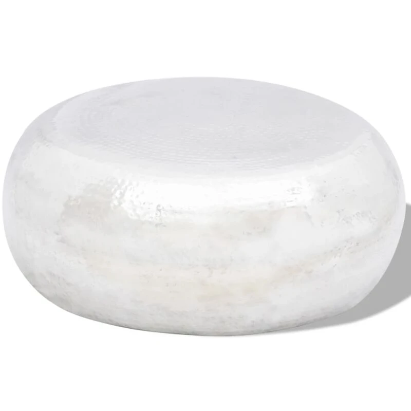 Image of vidaXL Coffee Table Hammered Aluminium Silver Living Room Furniture Stand Desk