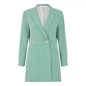 Image of Yumi Green Check Long Line Blazer - Green