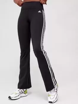 Image of adidas 3 Stripes Flared Pants - Black, Size L, Women