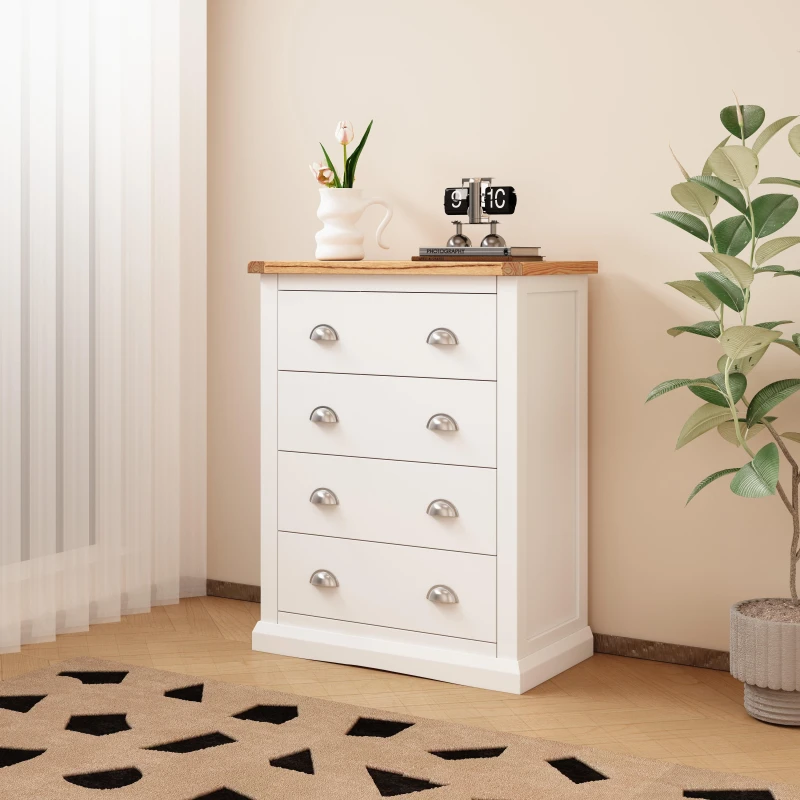 Image of Cabinet Bits Cosenza 4 Drawer Chest Of Drawers Chrome Cup Handle
