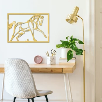Image of Horse Metal Decor - Gold Gold Decorative Metal Wall Accessory
