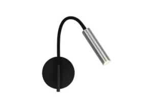 Image of Wall Lamp, 1 Light Adjustable Switched, 1 x 5W LED, 3000K, 311lm, Black, Aluminium