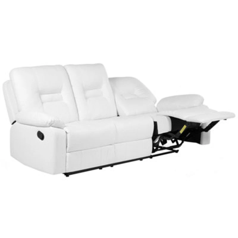 Image of Beliani Manual Recliner Sofa 3 Seater Bergen Faux Leather White