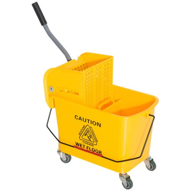 Image of HOMCOM HOMCOM 20L Compact Mop Bucket with Wringer on Wheels Yellow Yellow One Size Unisex 5061025096527
