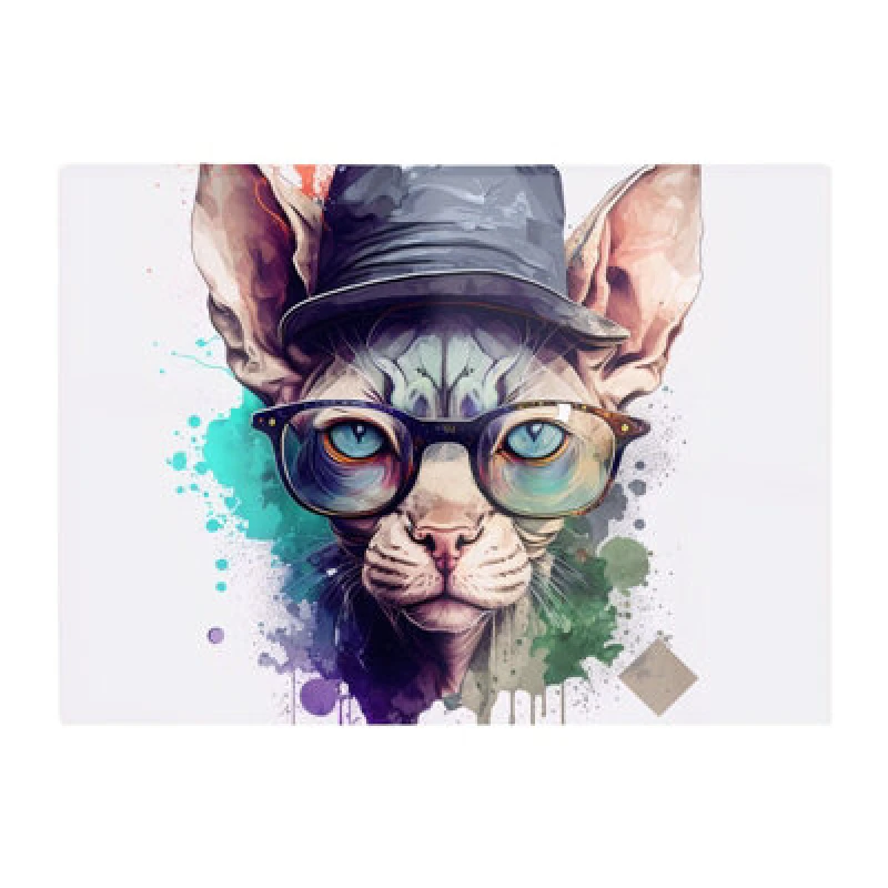 Image of Warren Reed Designer Sphynx Cat Face Splashart Chopping Board