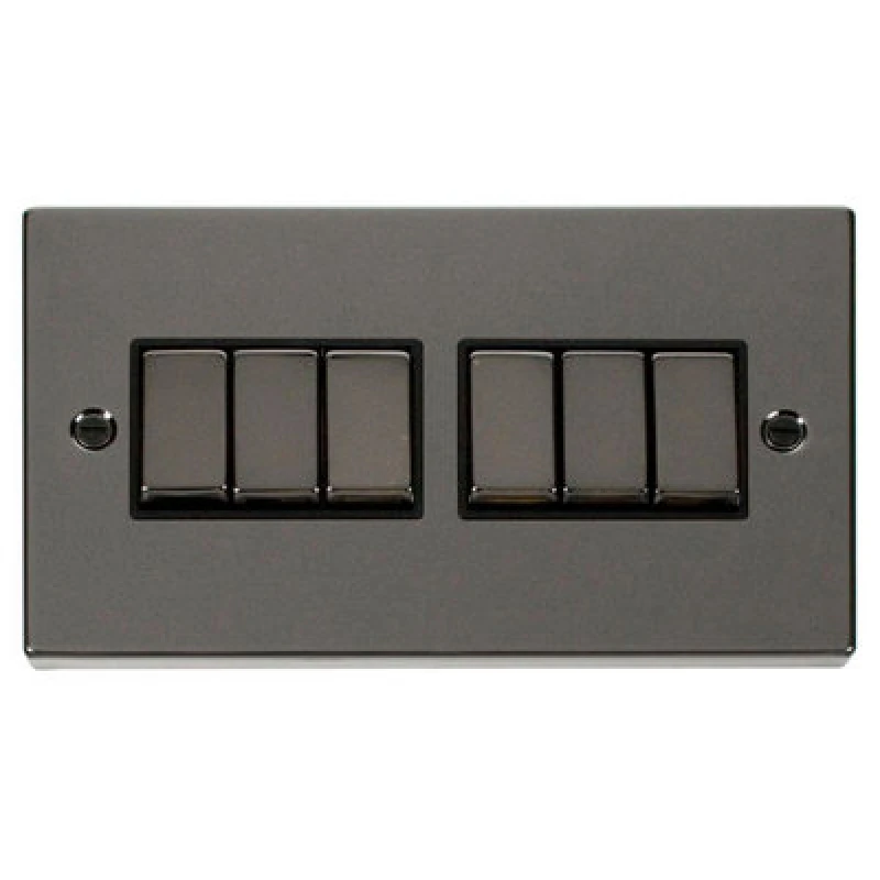 Image of SE Home Black Nickel 10A 6 Gang 2 Way Ingot Light Switch Black