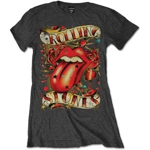 Image of The Rolling Stones - Tongue & Stars Ladies XX-Large T-Shirt - Grey