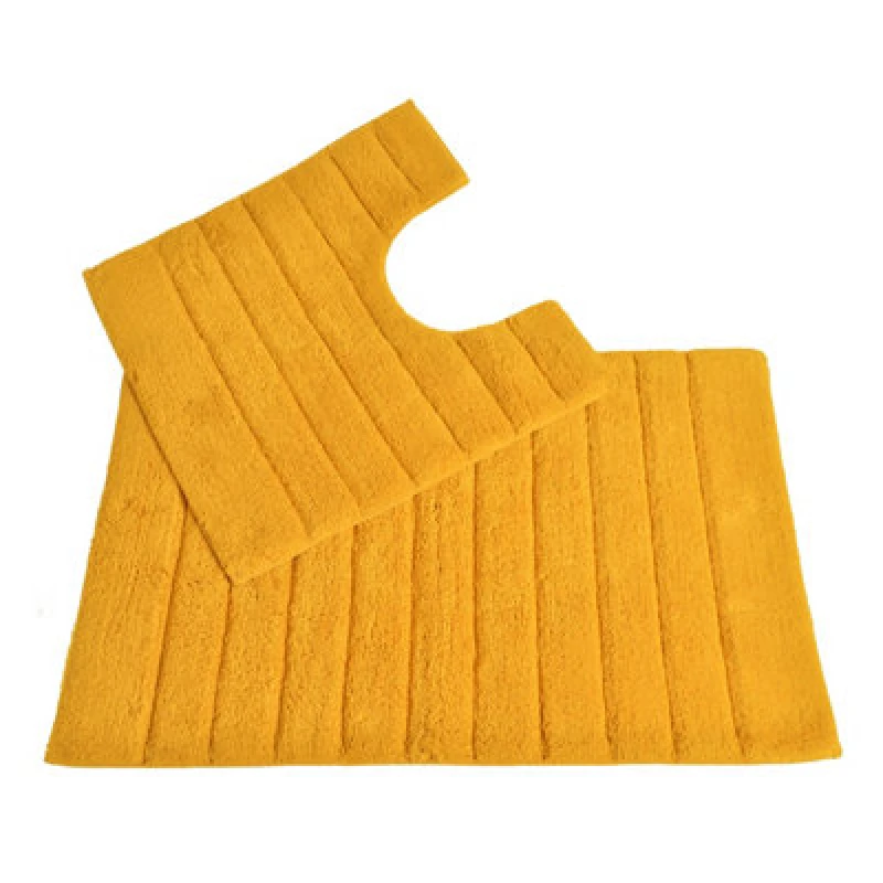 Image of Allure Bath Fashions Ribbed Two Piece Bath Mat & Toilet Mat Set - Mustard