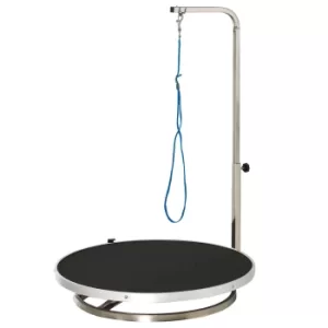 Image of PawHut Rotatable Pet Grooming Tablewith Adjustable Arm Non-Slip Tabletop Locking System Aluminium Steel Frame Safety Leash Φ55 Black