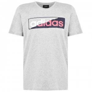 Image of adidas Linear Rip Mens T-Shirt - Grey/Wht/Red