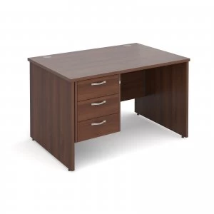 Image of Maestro 25 PL Straight Desk With 3 Drawer Pedestal 1200mm - Walnut pan