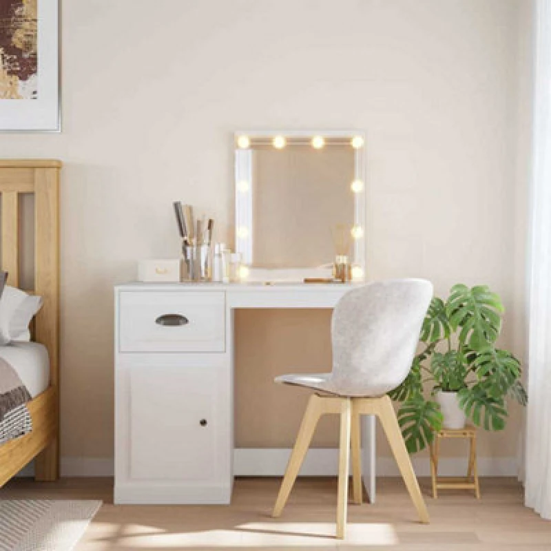 Image of vidaXL Dressing Table with LED Lights White 90x42x132.5 cm, White 834970