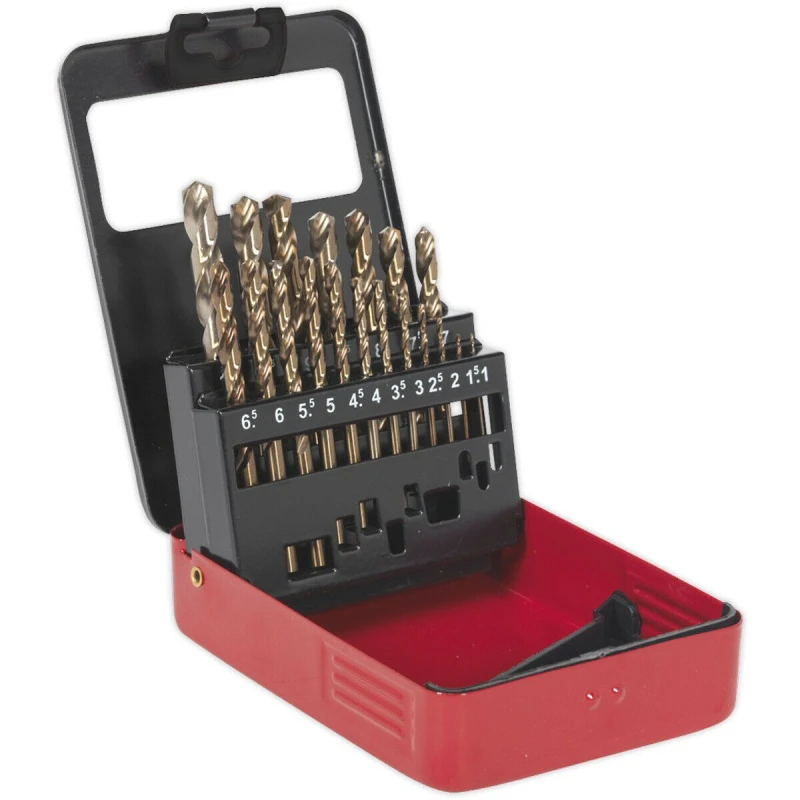 Image of Loops 19 Piece Fully Ground HSS Cobalt Drill Bit Set - 1mm to 10mm - Split Point Tip Multi