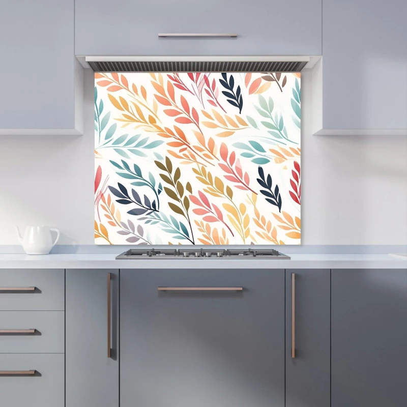 Image of Warren Reed - Designer Colouful Sping Leaves Kitchen Splashback in Orange Size: 700mm x 650mm Orange Unisex 700mm x 650mm